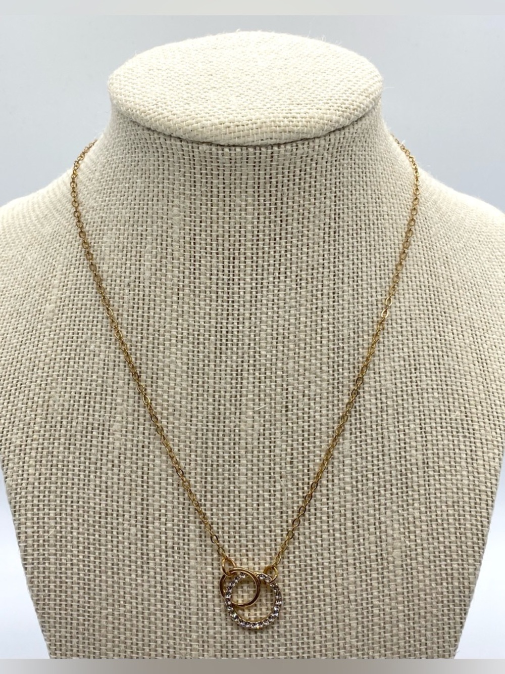 Gold Chain Necklace Rhinestone Circle Charm 90s Minimalism Classic Boho Fall Y2K